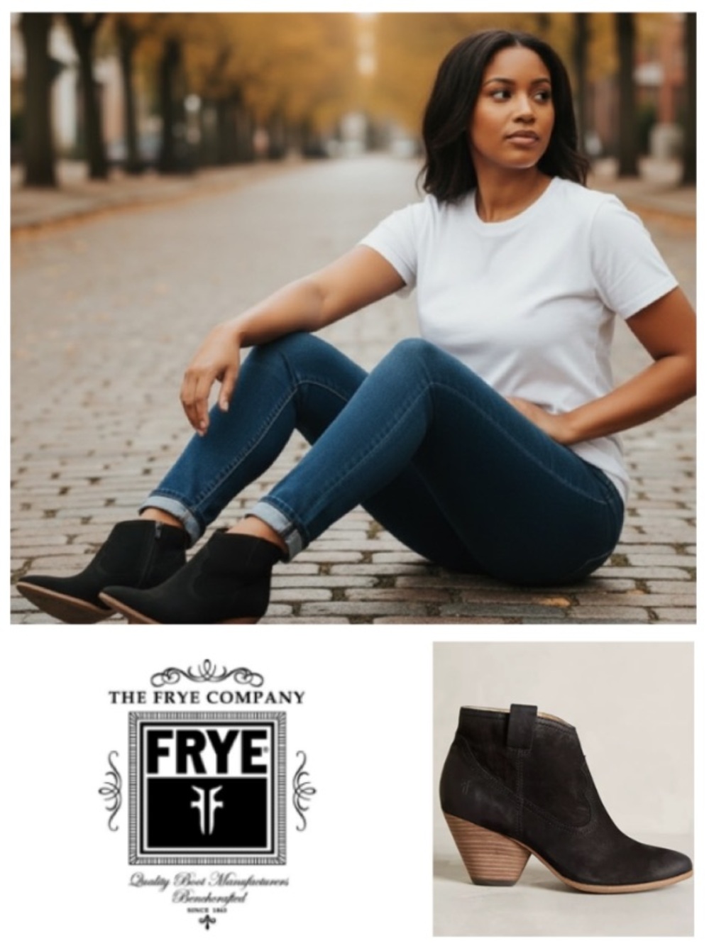 Frye Reina Black Suede Leather Western Booties in black (7)